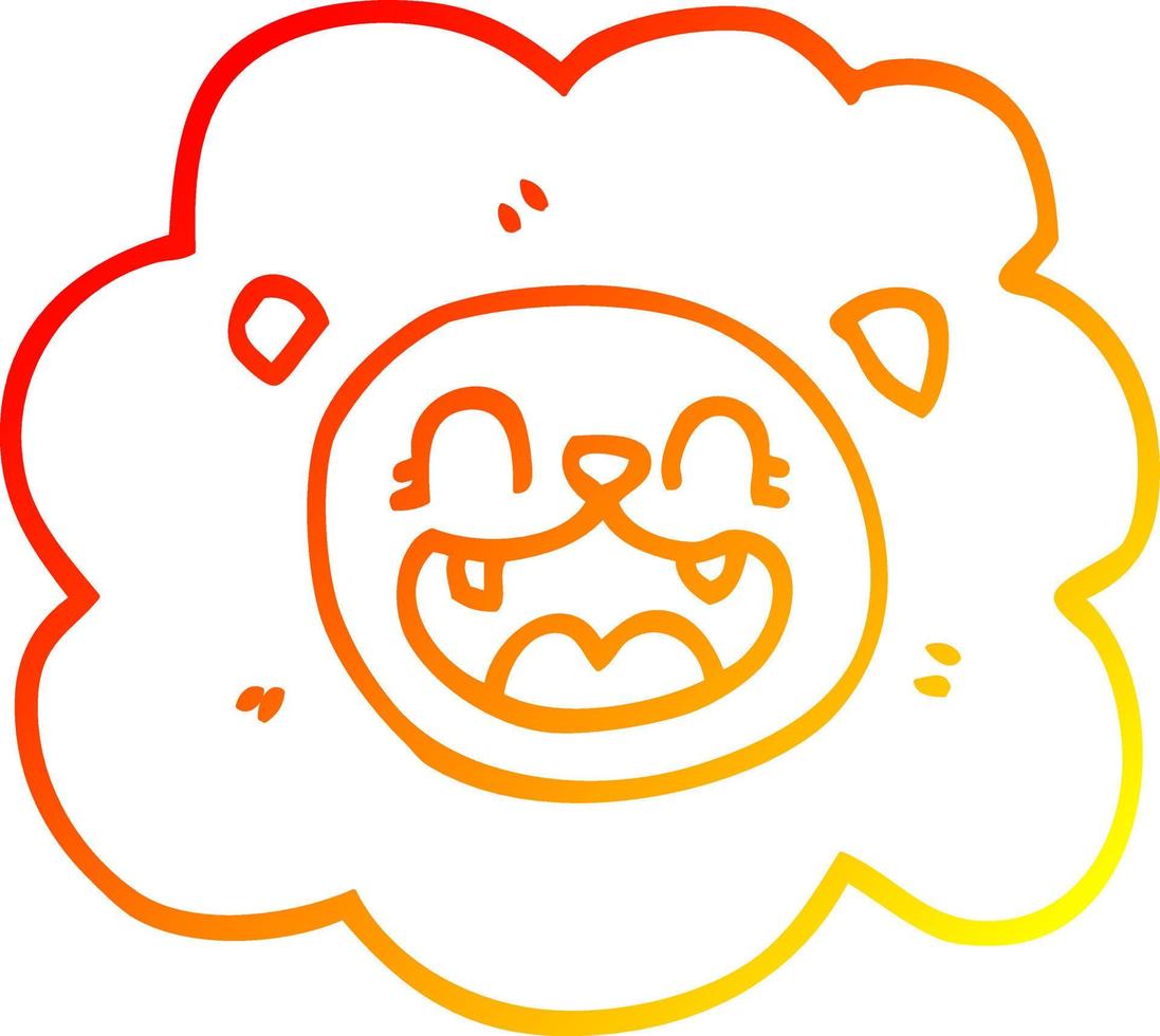 warm gradient line drawing cartoon happy lion vector