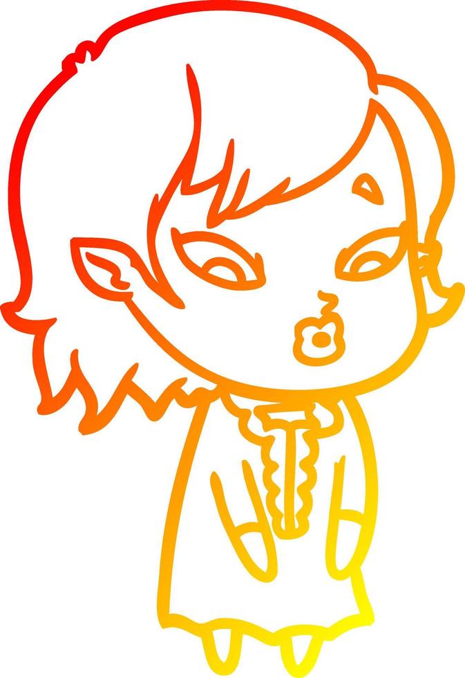 warm gradient line drawing cute cartoon vampire girl vector