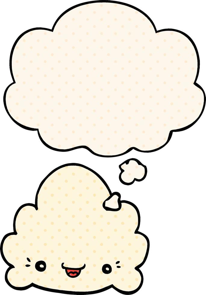 cartoon cloud and thought bubble in comic book style vector