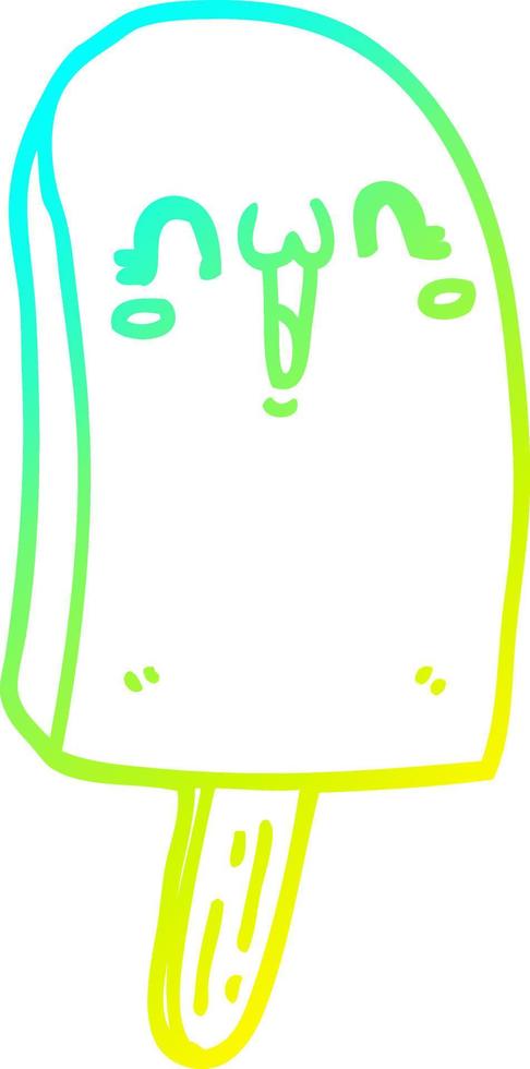 cold gradient line drawing cartoon frozen ice lolly vector