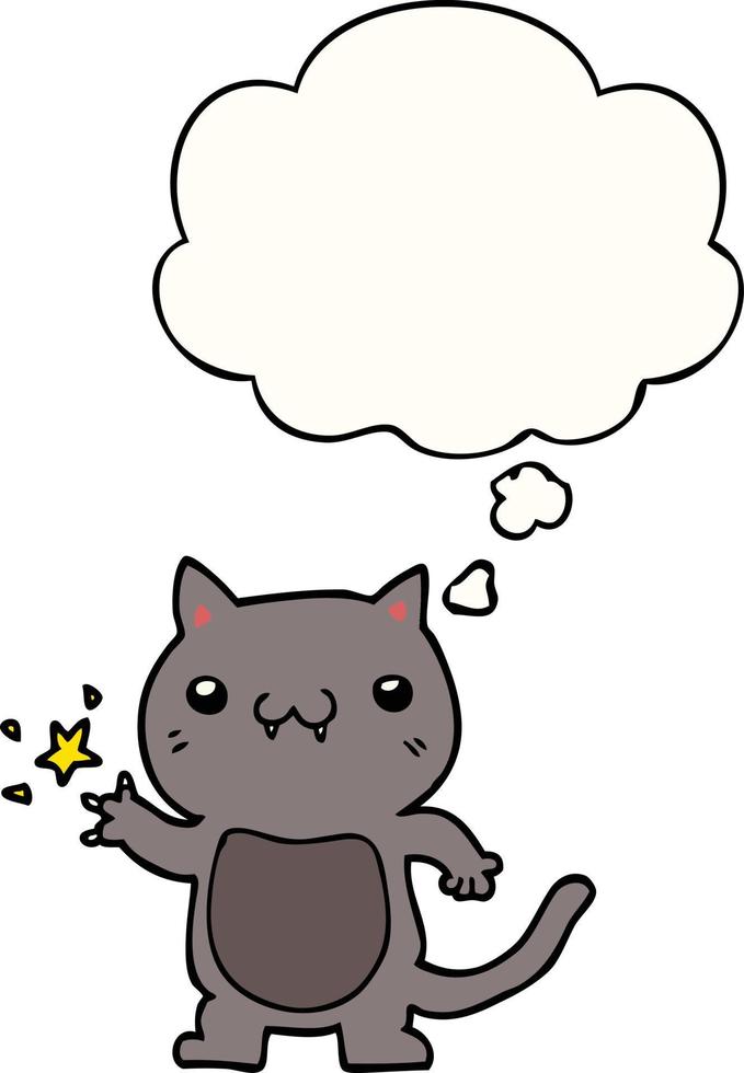 cartoon cat scratching and thought bubble vector