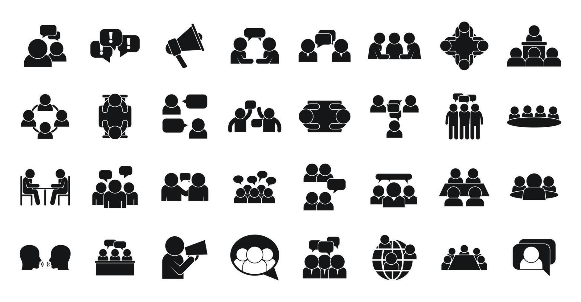 Discussion icons set simple vector. Talking person vector