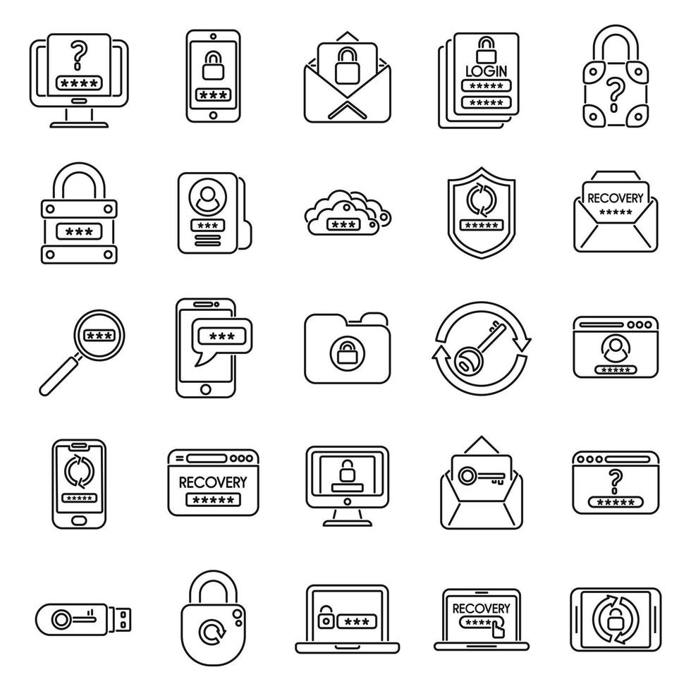 Password recovery icon outline vector. Computer lock vector