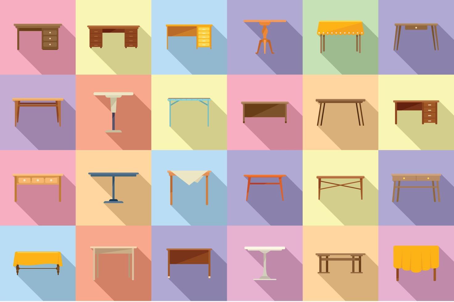 vector plano de icono de mesa. escritorio de madera