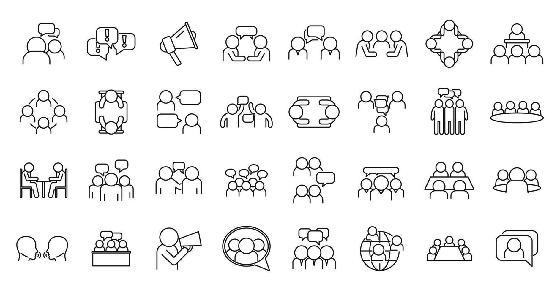 Discussion icons set outline vector. Talking person vector