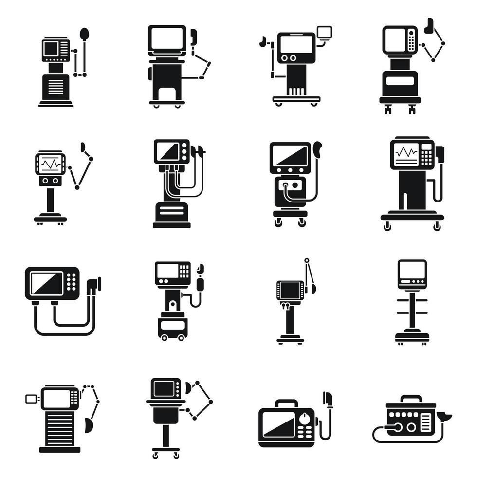 los iconos de la máquina médica del ventilador establecen un vector simple. ventilador de aire