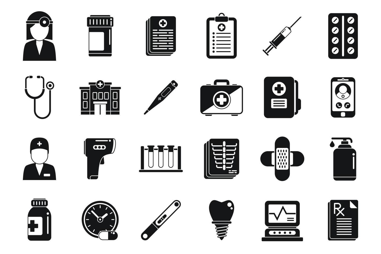 Family doctor icons set simple vector. Hospital health vector