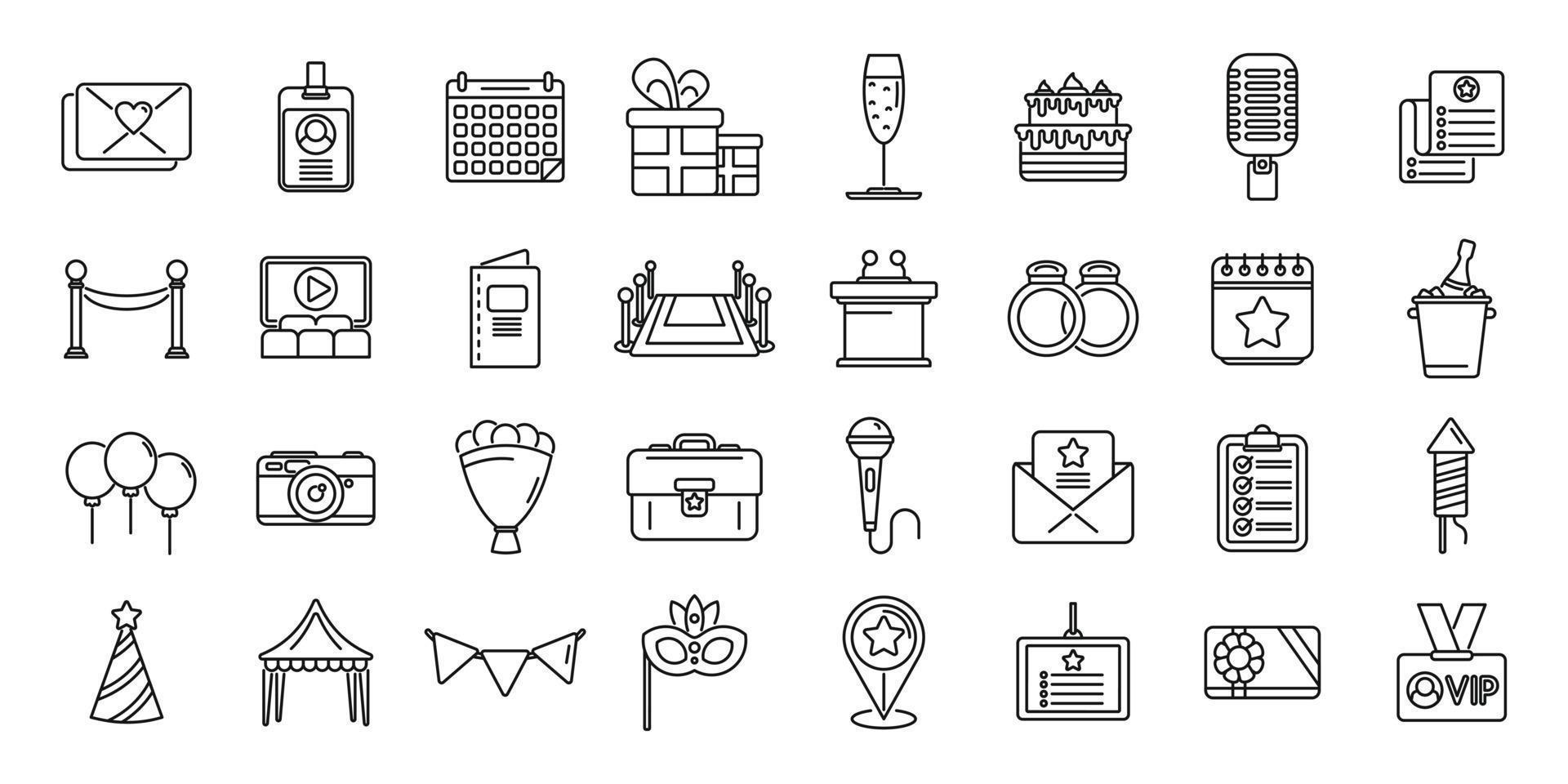 Event management icons set outline vector. Conference participant vector