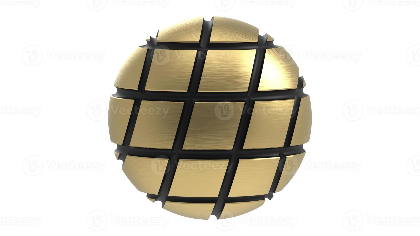 Foto de renderizado de ilustración de celebración de acero de esfera de oro 3d