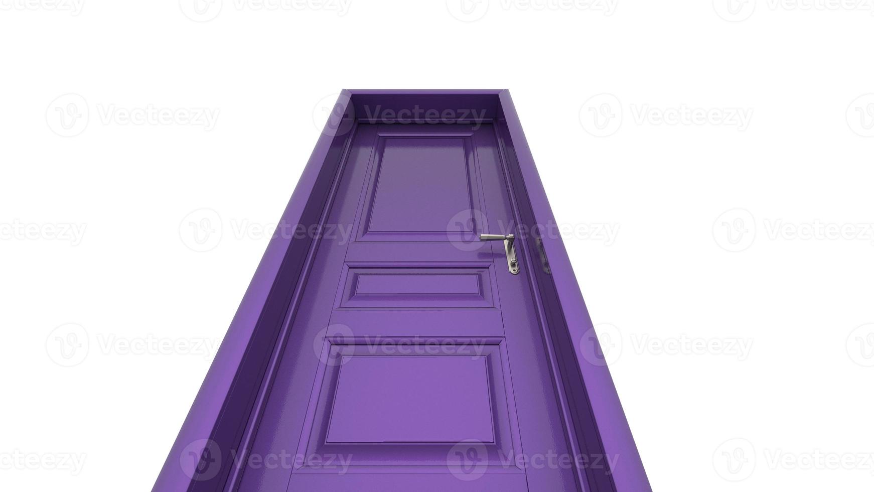 purple door Creative illustration of open, closed door, entrance realistic doorway isolated on background 3d photo