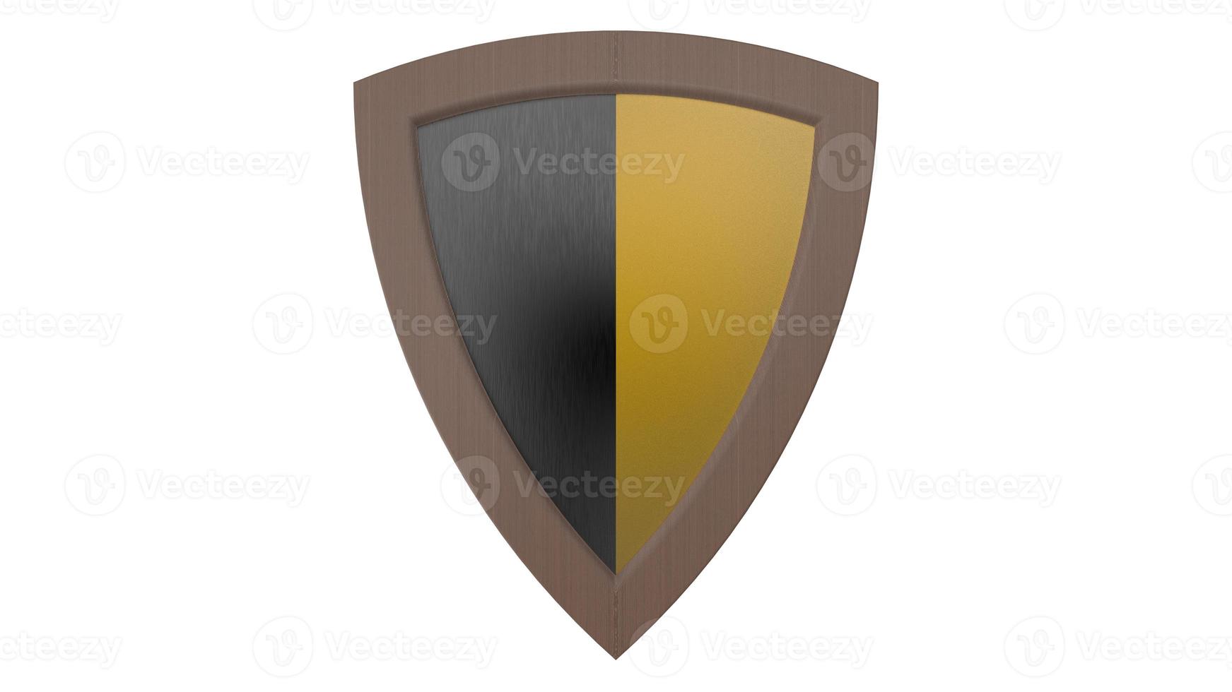 wood shield yellow and black medieval 3d illustration render photo