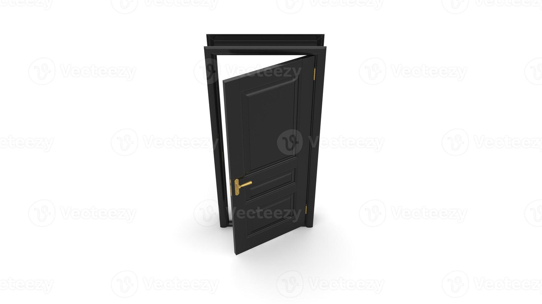 Creative illustration of open, closed door, entrance realistic doorway isolated on background 3d photo