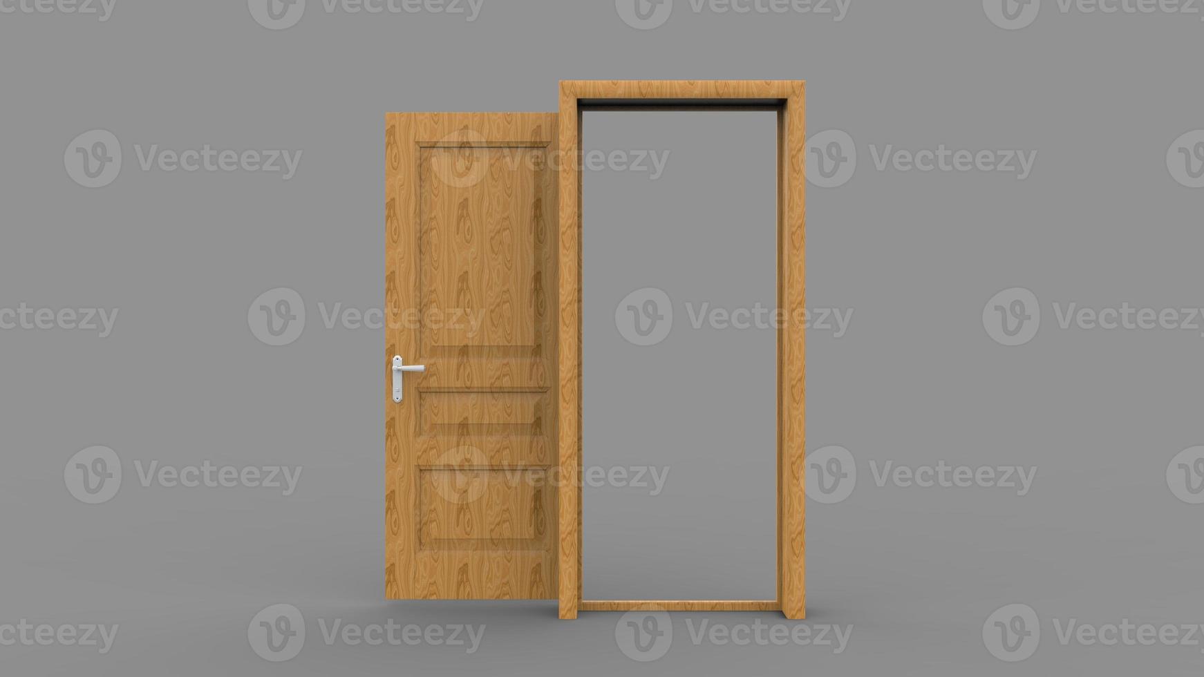 Set of different wooden door isolated 3d illustration render on white background photo