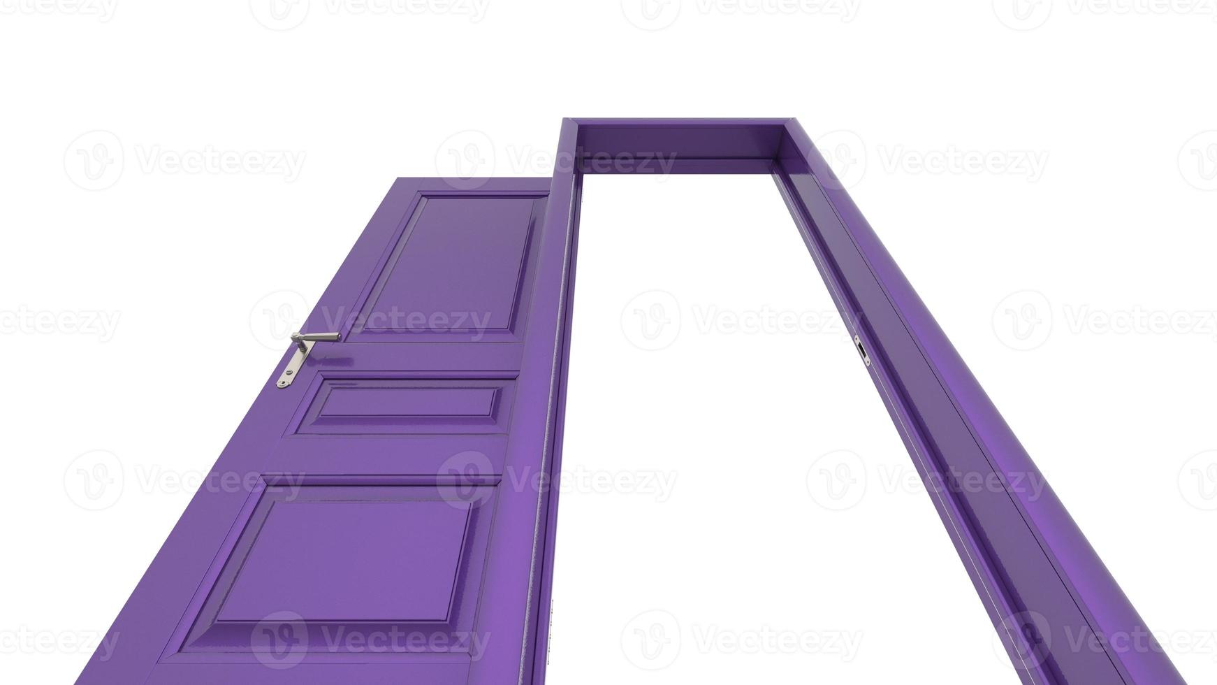 Set of different purple door isolated 3d illustration render on white background photo