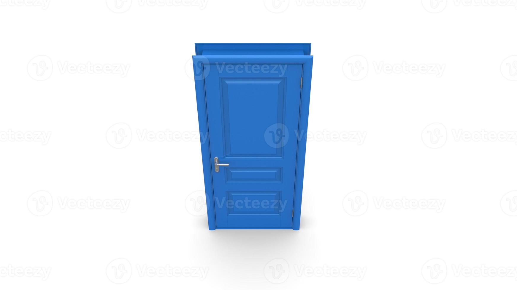 blue door Creative illustration of open, closed door, entrance realistic doorway isolated on background 3d photo