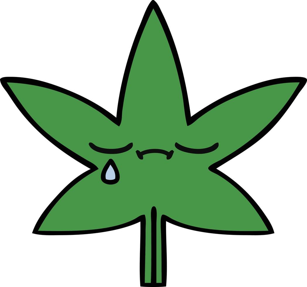 linda hoja de marihuana de dibujos animados vector