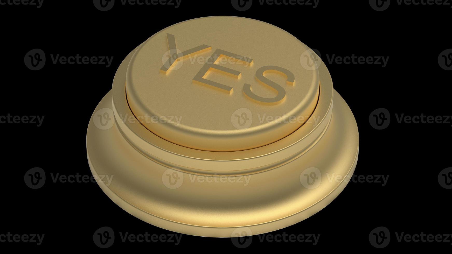 gold yes button isolated 3d illustration golden render photo