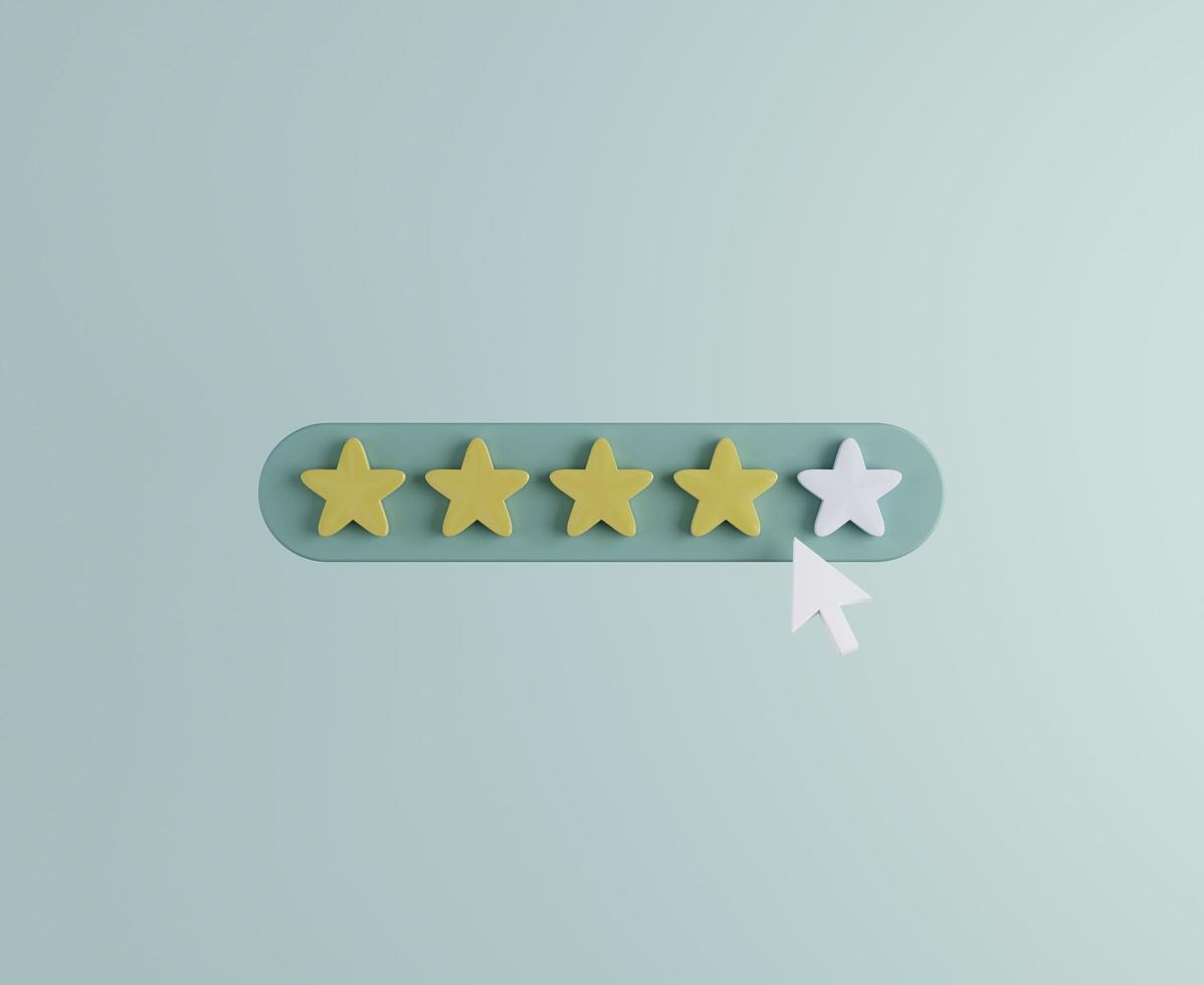 Five stars rating scale feedback for service 3D render illustration photo