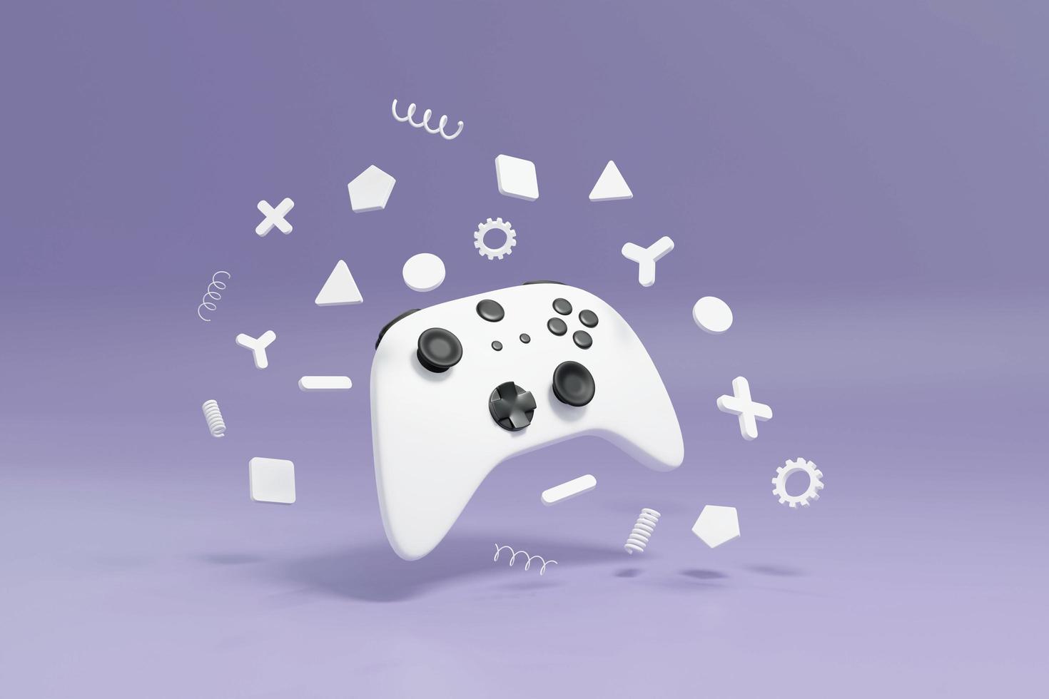 White game controller joystick with geometric shapes 3D render illustration photo