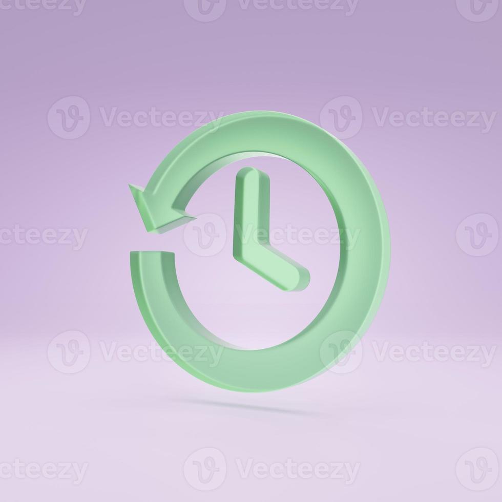 Minimal history icon by clock hands and arrow 3D render illustration photo