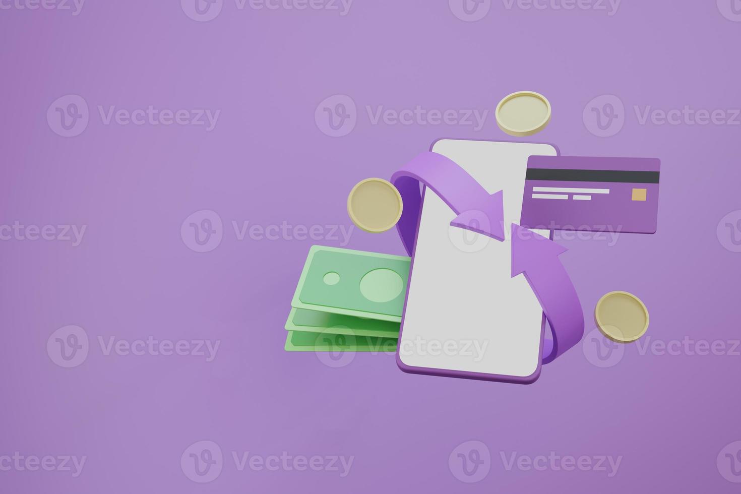 Cashback refund from online shopping payment icon 3D render illustration photo