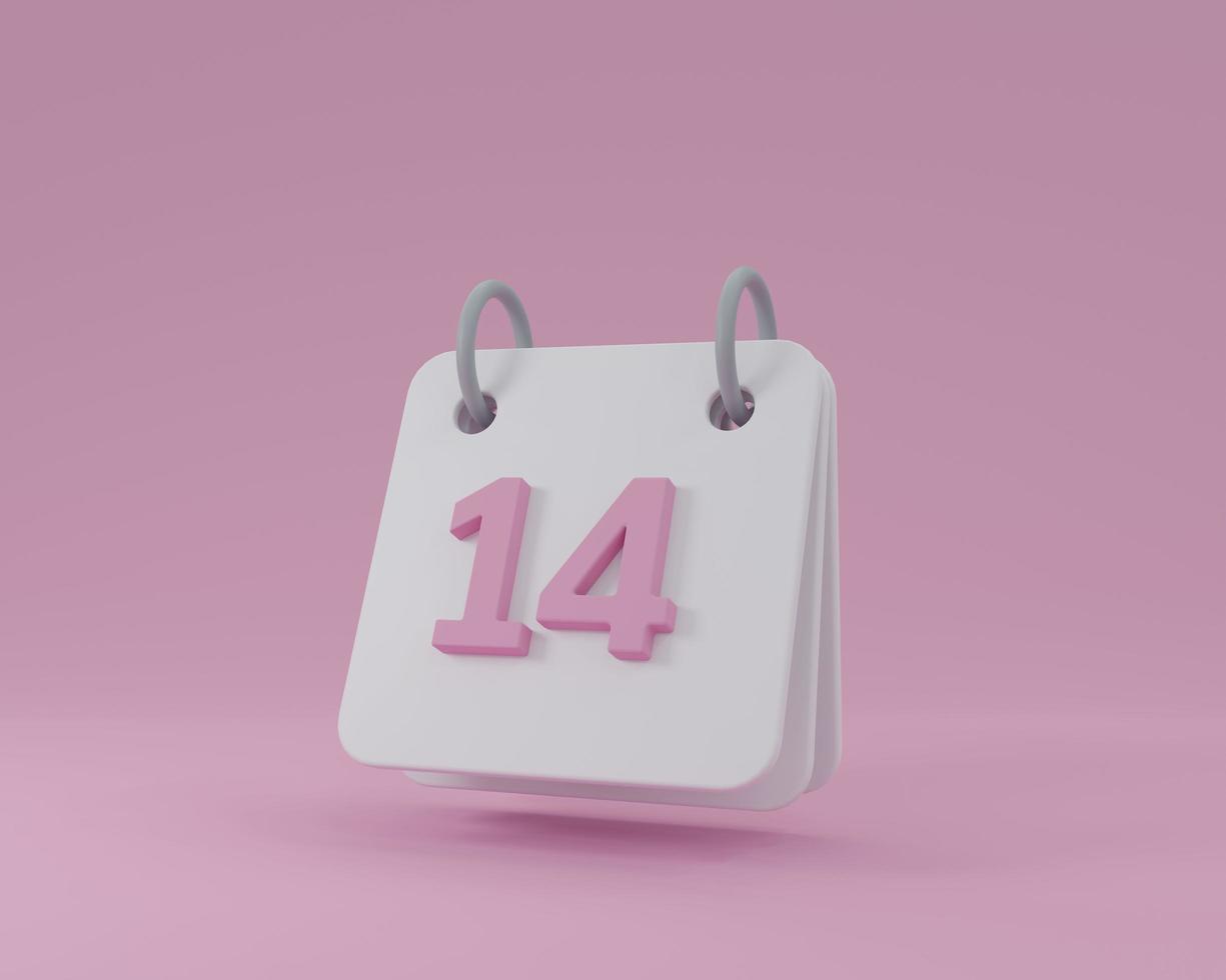 calendario de escritorio mínimo con número rosa fecha 3d renderizar ilustración foto