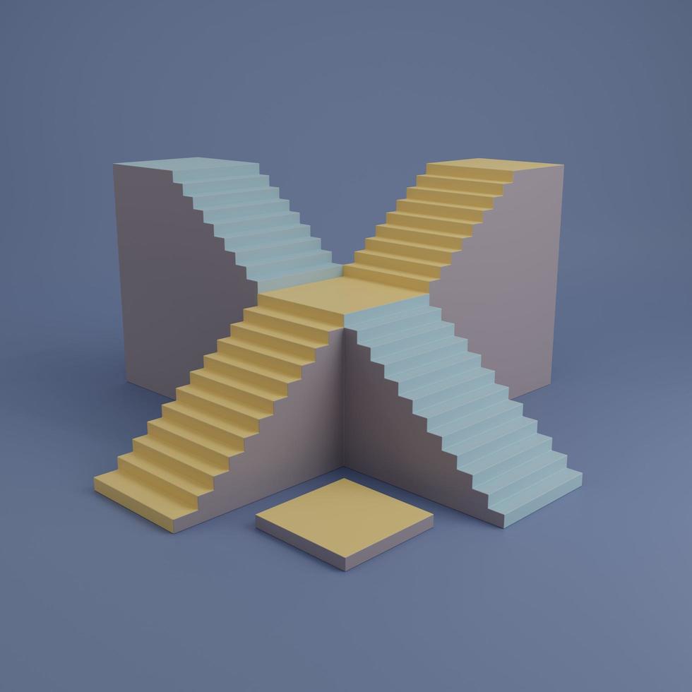 Product display platform with staircase render illustration photo