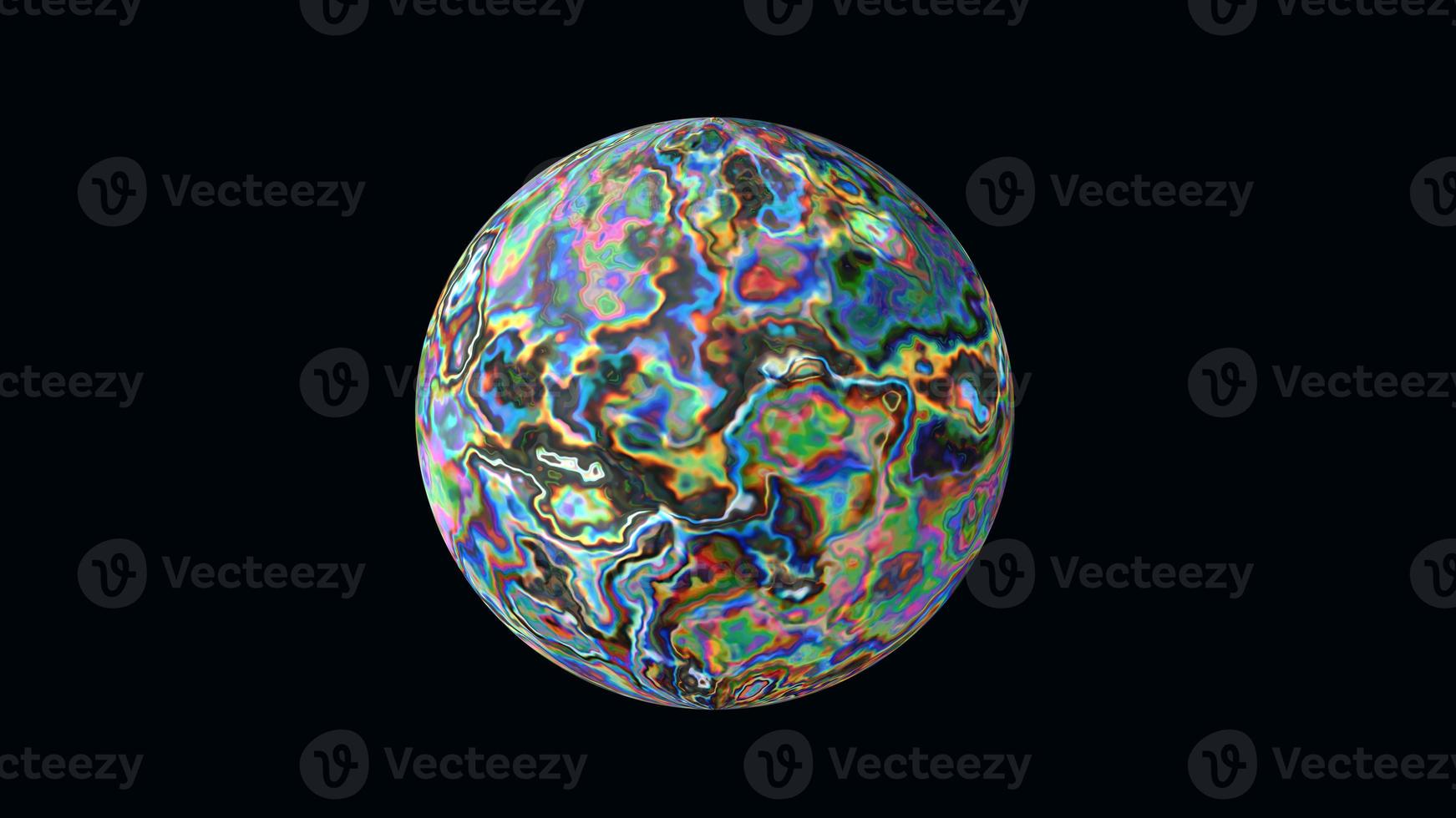 Iridescent multi-colored sphere on a black background. photo