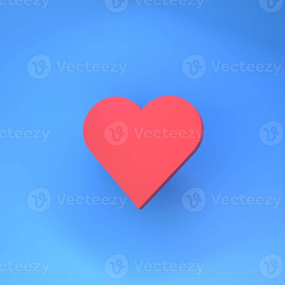 The heart icon is shown in 3d. Social media concept. 3d render. photo