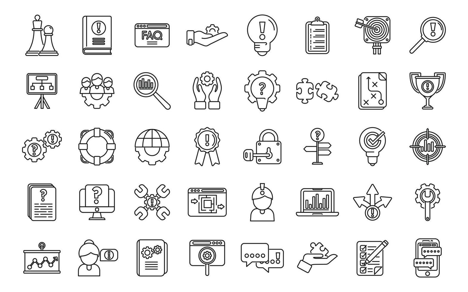 Problem solving icons set outline vector. Business brainstorming vector