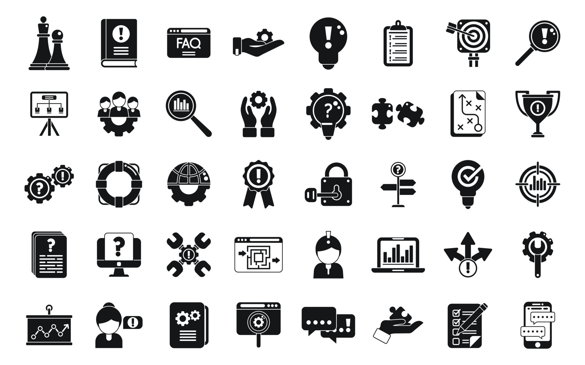 Problem solving icons set simple vector. Business brainstorming 8821375 ...