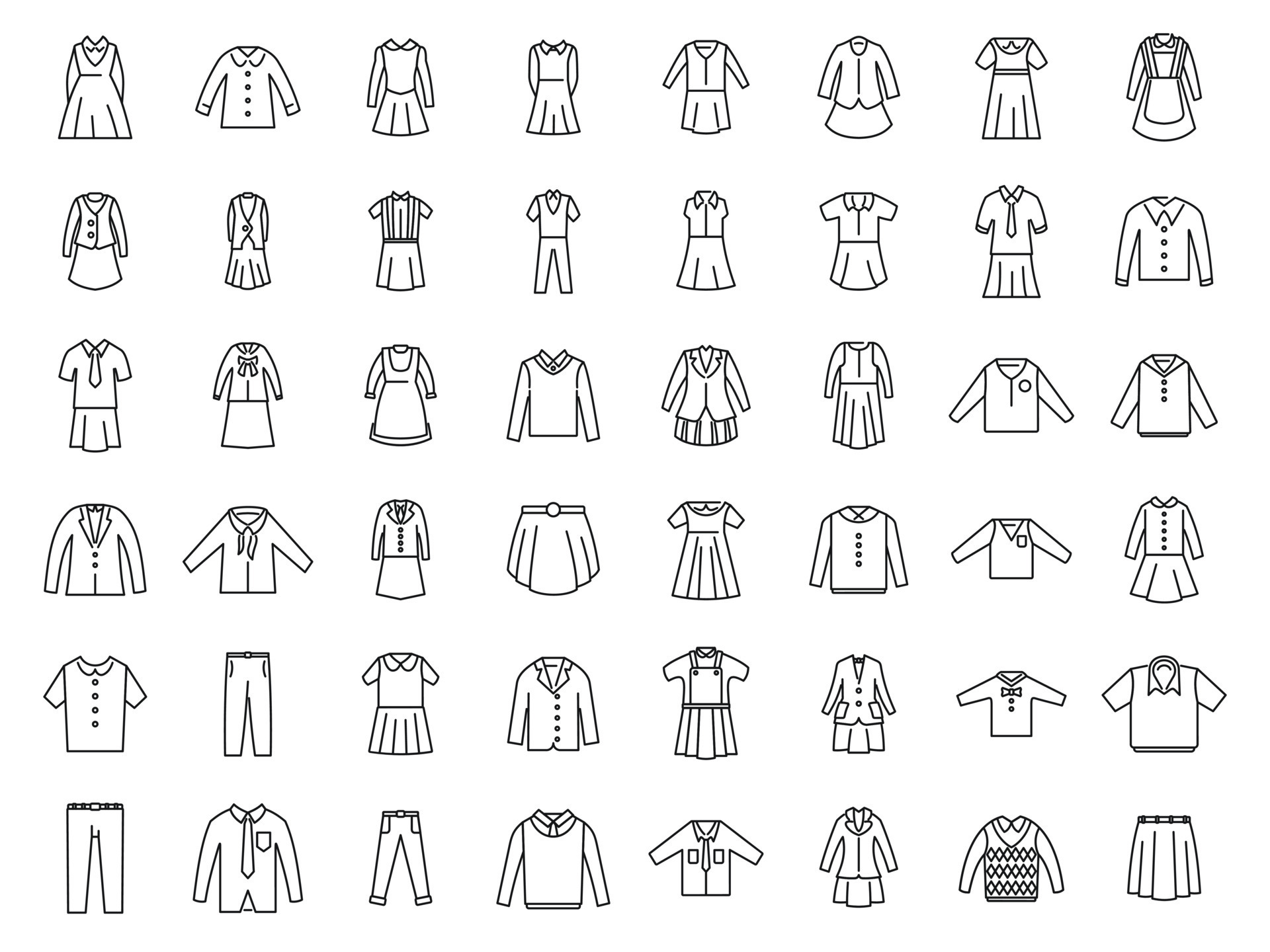 School uniform icons set outline vector. Formal general 8821395 Vector ...