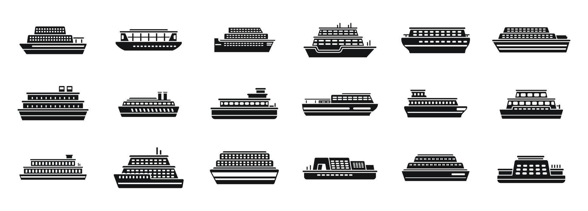 los iconos de ferry establecen un vector simple. entrega en barco