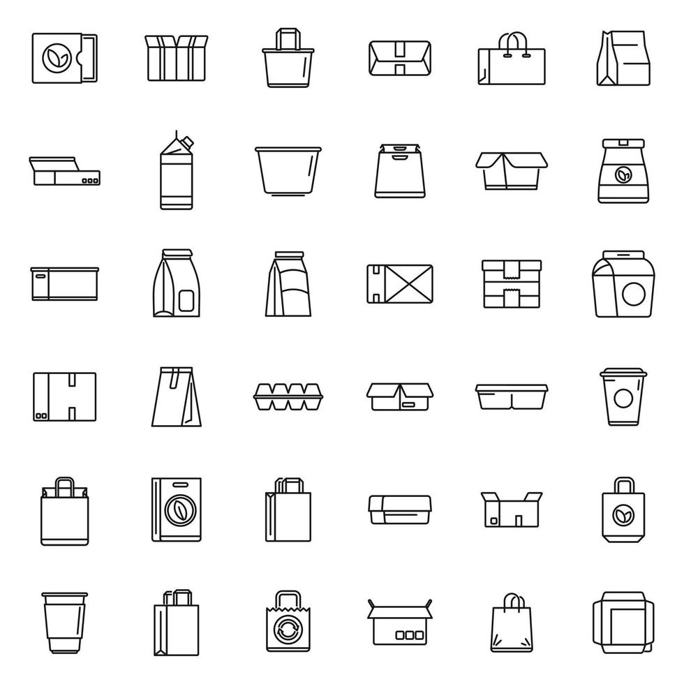 Eco packaging icons set outline vector. Eco waster vector
