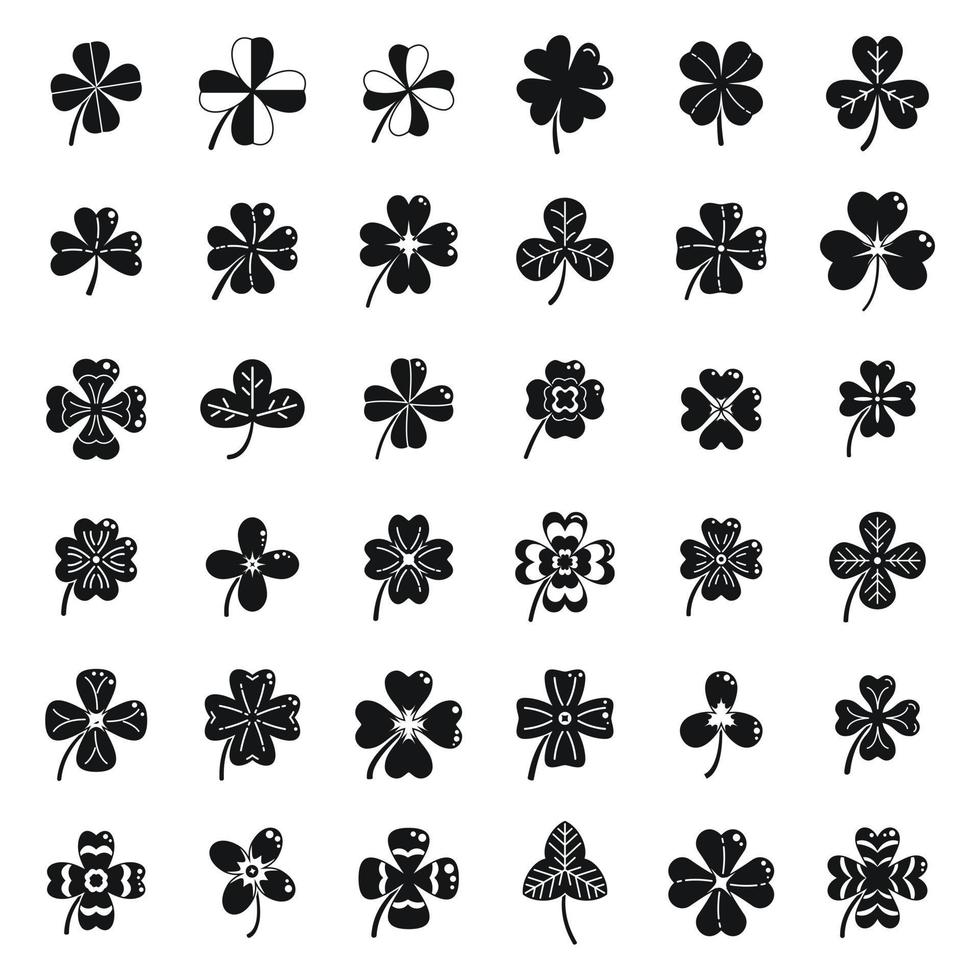 Clover icons set simple vector. Leaf celebration vector