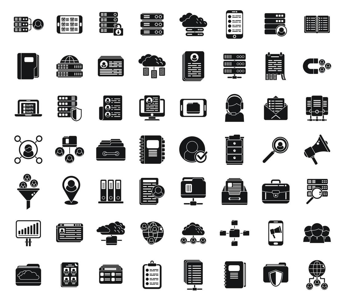 Customer database icons set simple vector. Company advertising vector