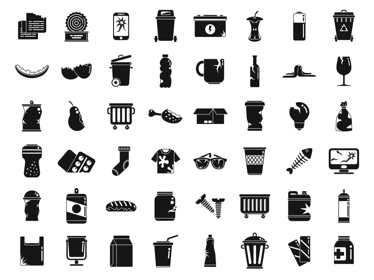 Waste icons set simple vector. Garbage food vector