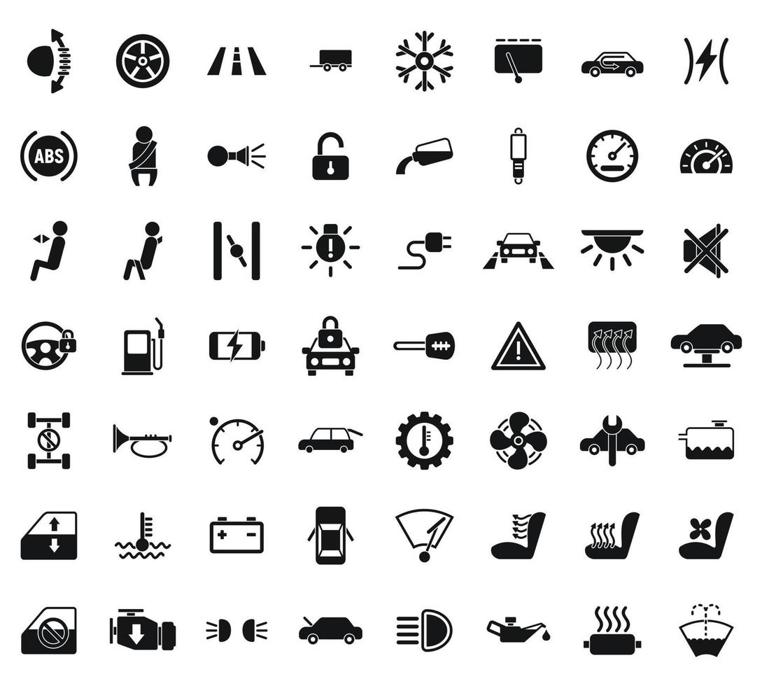 Car dashboard icons set simple vector. Car automobile vector