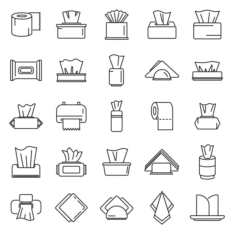 Tissue icons set outline vector. Silk cloth vector