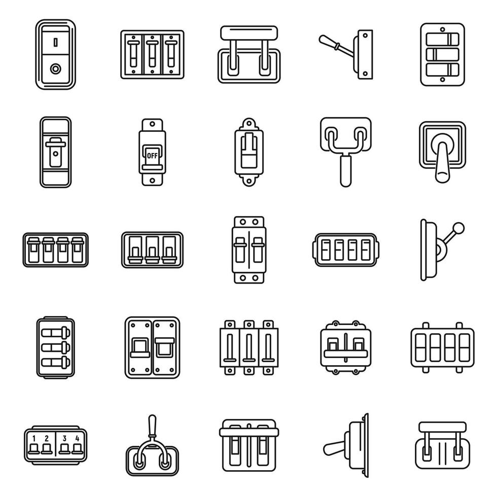 Breaker switch icons set outline vector. Cable chopper vector