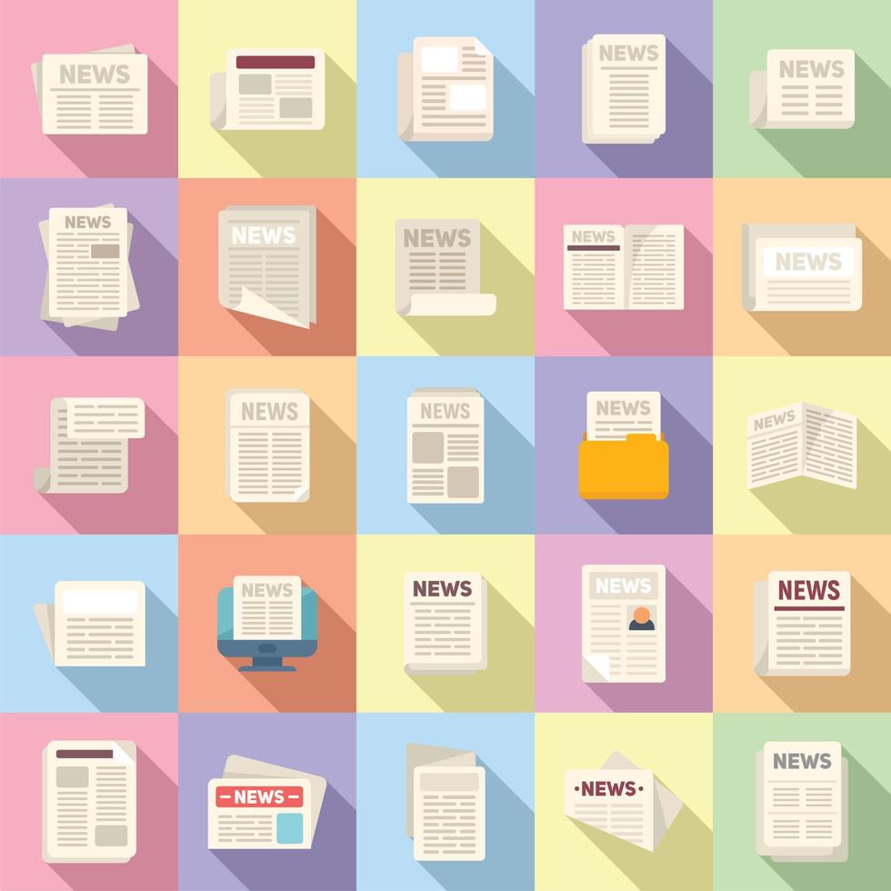 Newspaper icons set flat vector. Stack magazine vector