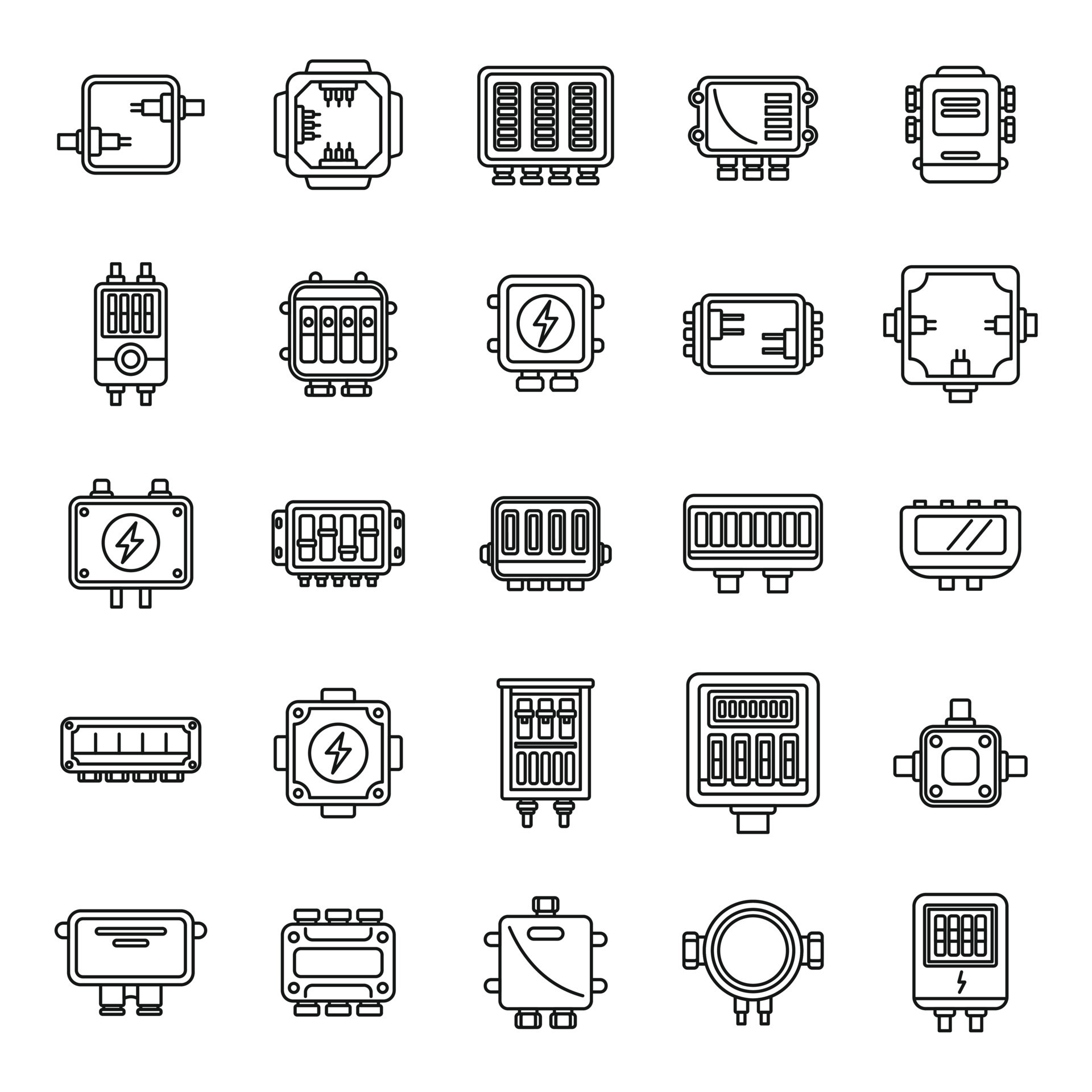 Junction Box Icons Set Outline Vector Cable Connect 8821467 Vector Art Junction Box Icons Set Outline Vector Cable Connect 8821467 Vector Art