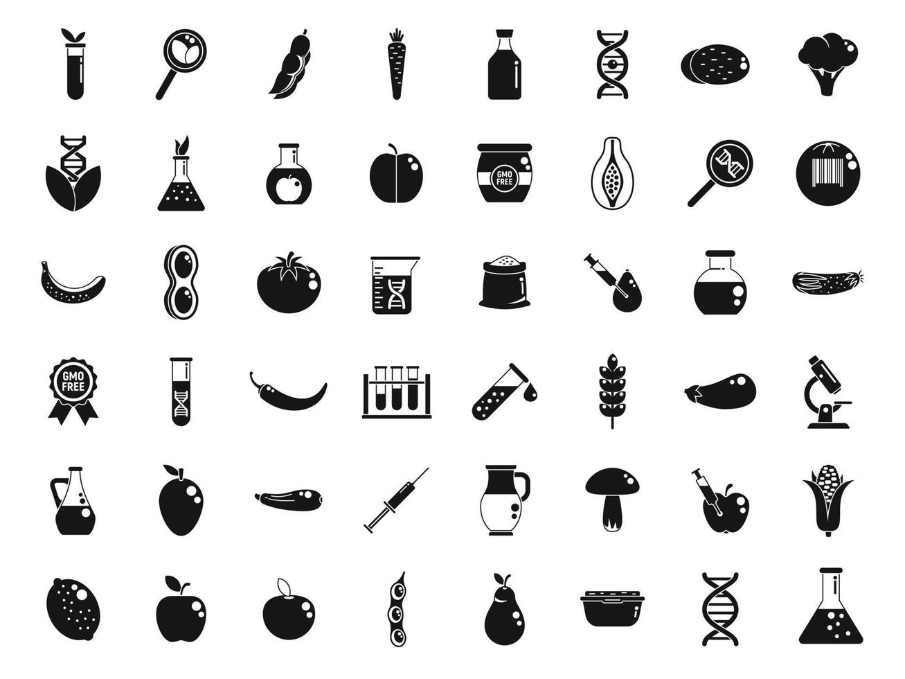 Gmo food icons set simple vector. Antibiotic corn vector