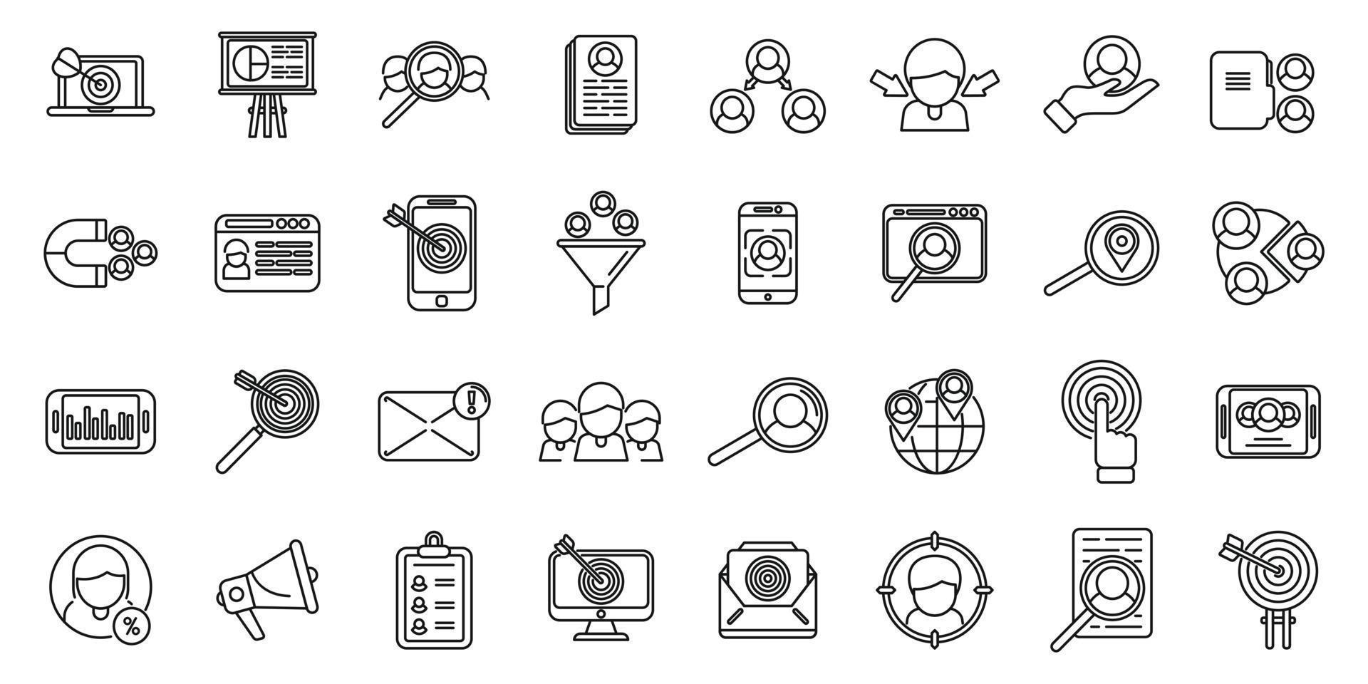 Target audience icons set outline vector. Media service vector