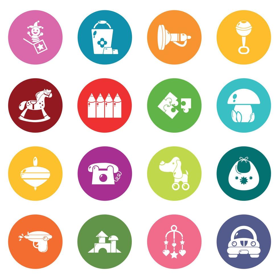 Kindergarten icons set colorful circles vector
