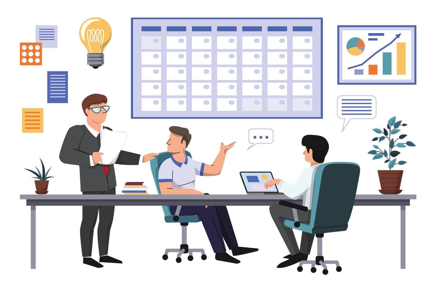 Business planning meeting concept background cartoon vector. Business meeting vector