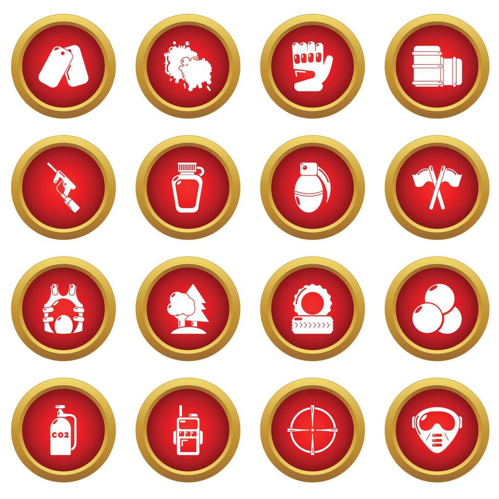 Paintball icons set, simple style vector