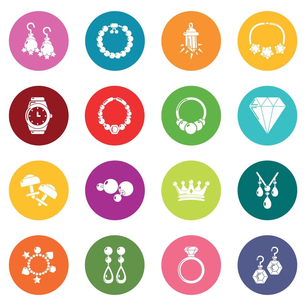 conjunto de iconos de joyería vector de círculos coloridos