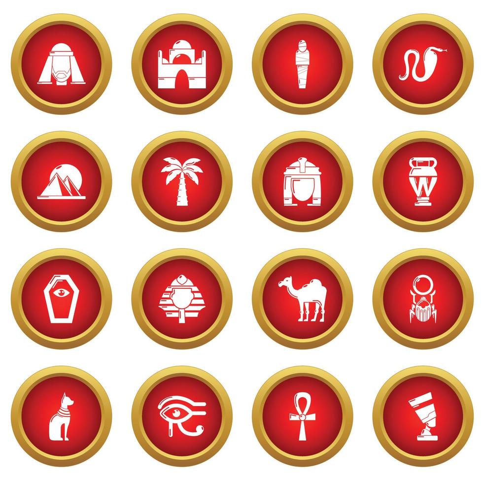 Egypt travel icons set, simple style vector