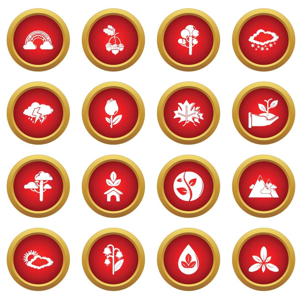 Nature icons set symbols, simple style vector